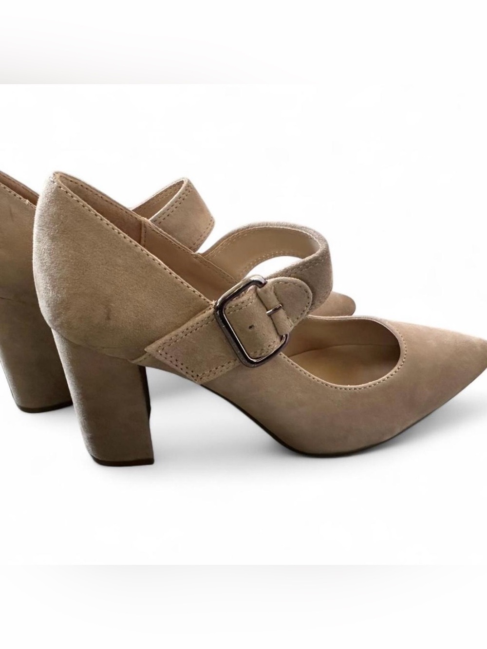 ✨ NEW Tommy Hilfiger Tan Suede Mary Jane Block Heel Pumps